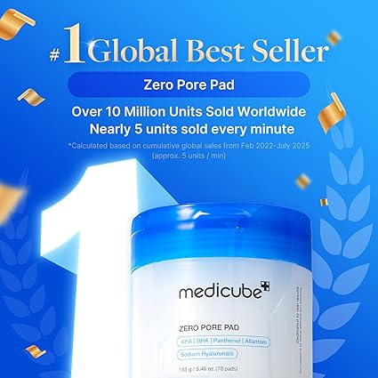 Medicube Toner Pads Zero Pore Pad 2.0 | Dual-Textured Facial Pad for Exfoliation and Pore Care with 4.5% AHA Lactic Acid, 0.45% BHA Salicylic Acid | Ideal for All, Korean Skin Care, 70 Pads (1 Pack)