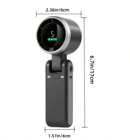 3-In-1 Portable Turbo Fan, 5 Speeds, 3600mAh (1800mAh*2) Rechargeable Lithium Battery, USB Charging, Travel Pocket Fan, Outdoor And Indoor Use - Handheld, Desktop Fan, Neck Fan, Travel Fan | Modern Aesthetic