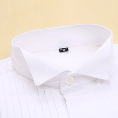 Men's French Cuff Tuxedo Shirt Solid Color Wing Tip Collar Shirt Men Long Sleeve Dress Shirts Formal Wedding Bridegroom Shirt