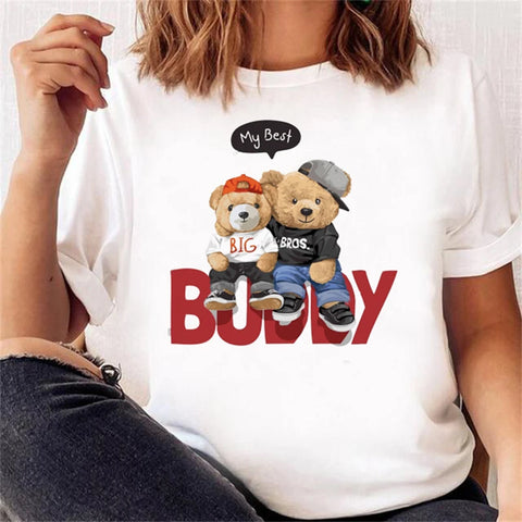 Women’s Short Sleeve Bear Tee – Trendy & Cute