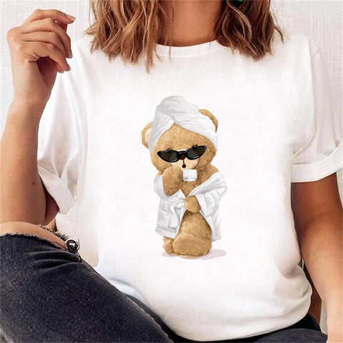 Women’s Short Sleeve Bear Tee – Trendy & Cute