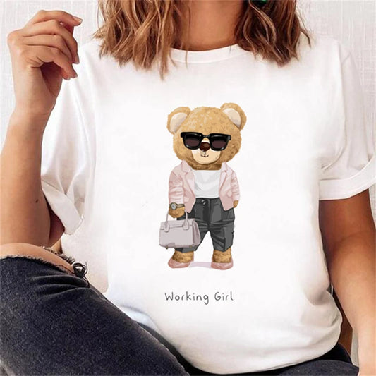 Women’s Short Sleeve Bear Tee – Trendy & Cute