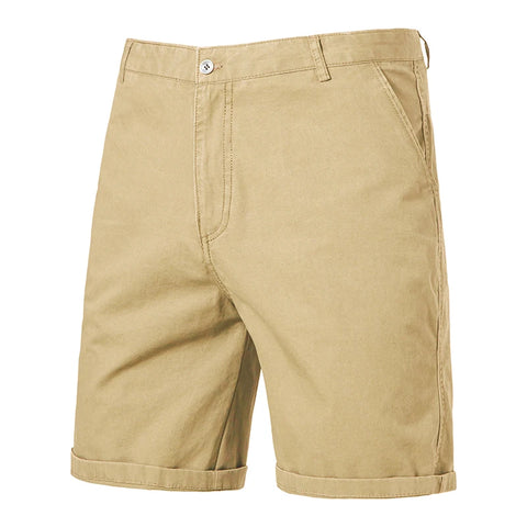 Classic Khaki Men’s Shorts – Cotton, Knee-Length, Summer Wear