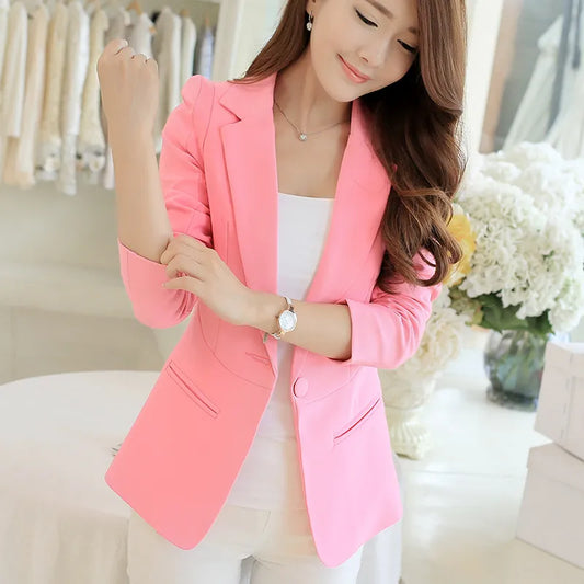 Women Blazer Korea Casual Slim Blazers Jackets Work Coat Outerwear Fashion Spring Career Female Jacket Office Lady.