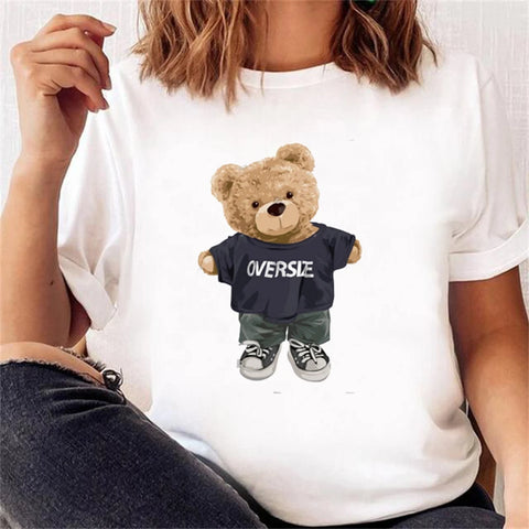 Women’s Short Sleeve Bear Tee – Trendy & Cute