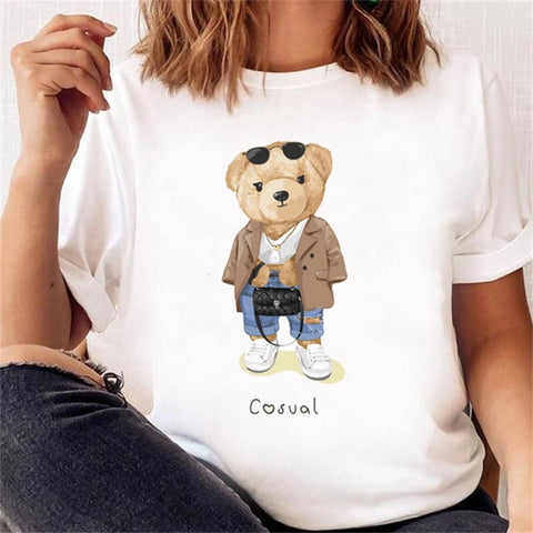 Women’s Short Sleeve Bear Tee – Trendy & Cute