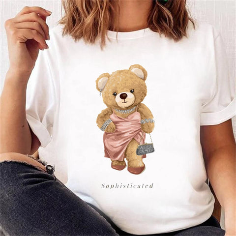 Women’s Short Sleeve Bear Tee – Trendy & Cute