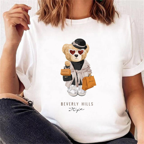 Women’s Short Sleeve Bear Tee – Trendy & Cute