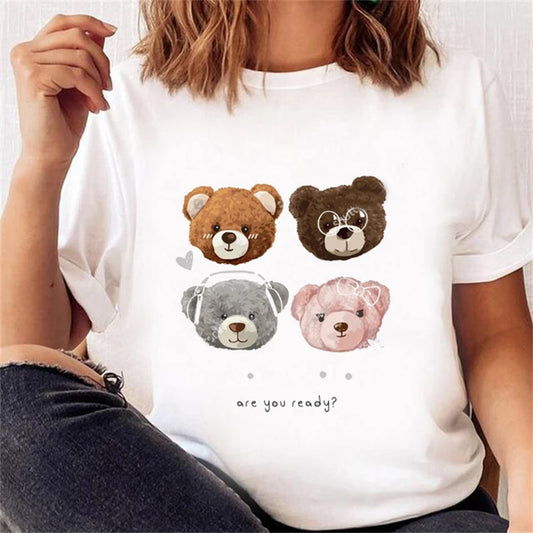 Women’s Short Sleeve Bear Tee – Trendy & Cute