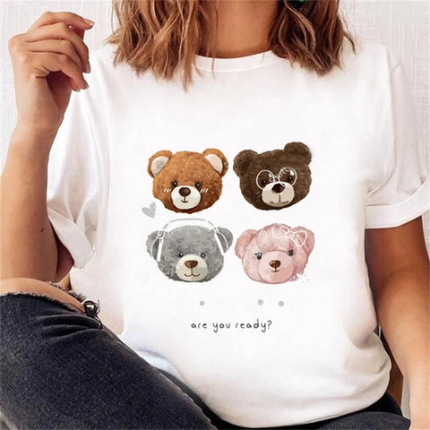 Women’s Short Sleeve Bear Tee – Trendy & Cute