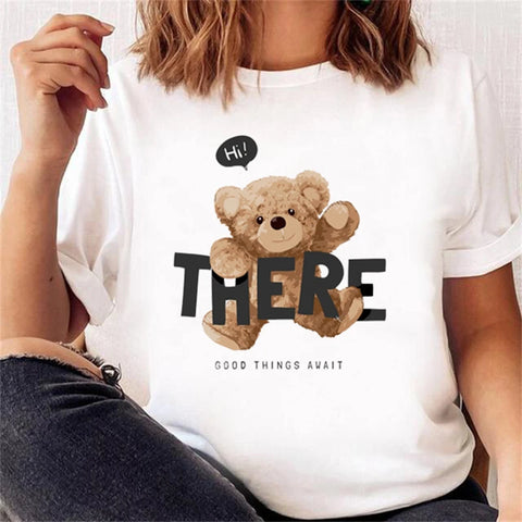 Women’s Short Sleeve Bear Tee – Trendy & Cute