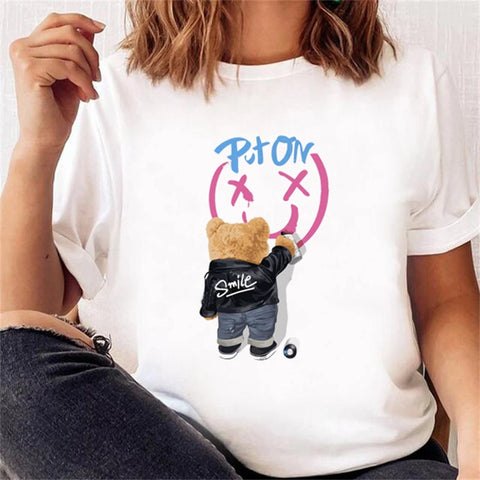Women’s Short Sleeve Bear Tee – Trendy & Cute