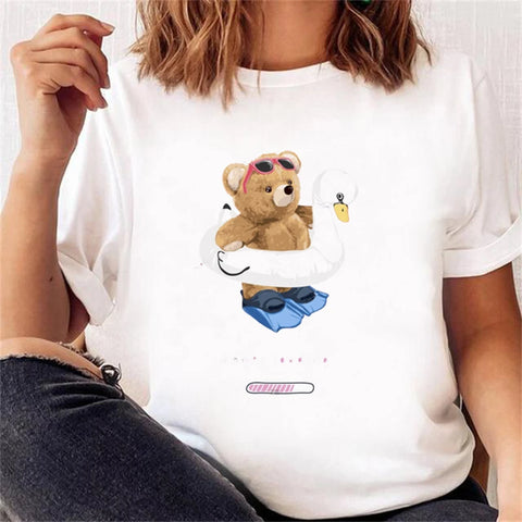 Women’s Short Sleeve Bear Tee – Trendy & Cute
