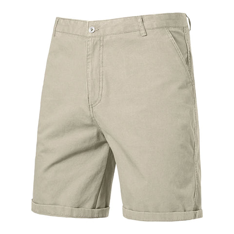 Classic Khaki Men’s Shorts – Cotton, Knee-Length, Summer Wear