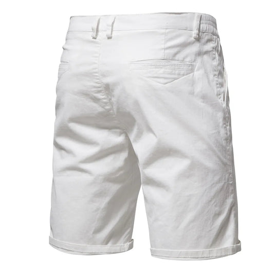 Y2K Summer New 100% Cotton White Gym Shorts Mens Casual Business Social Elastic Waist Cargo Shorts Bermuda Beach Shorts For Men