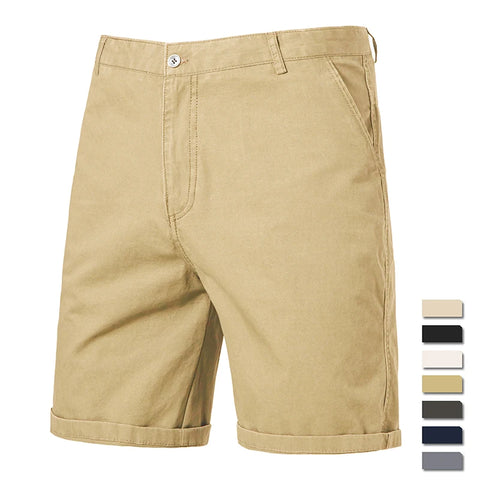 Classic Khaki Men’s Shorts – Cotton, Knee-Length, Summer Wear