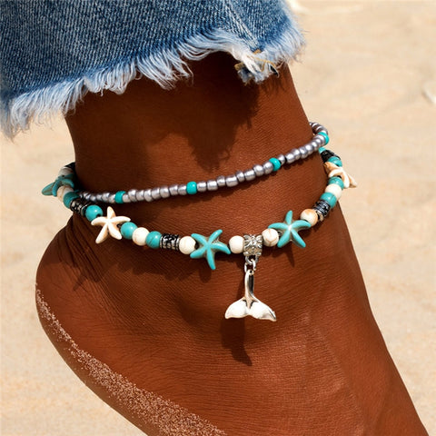 Handmade Shell Starfish Anklet for Women