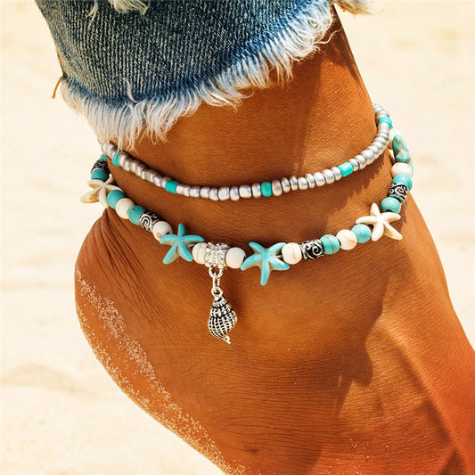 Handmade Shell Starfish Anklet for Women