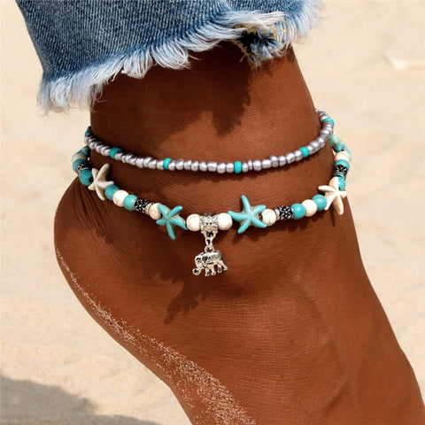 Handmade Shell Starfish Anklet for Women