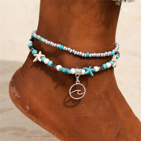 Handmade Shell Starfish Anklet for Women