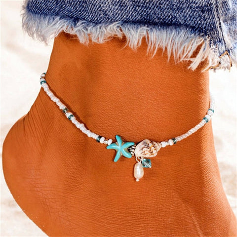 Handmade Shell Starfish Anklet for Women