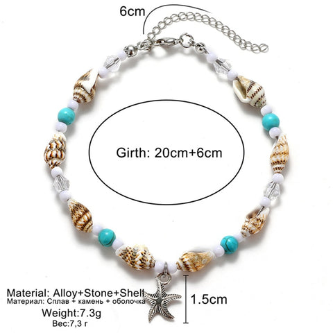 Handmade Shell Starfish Anklet for Women