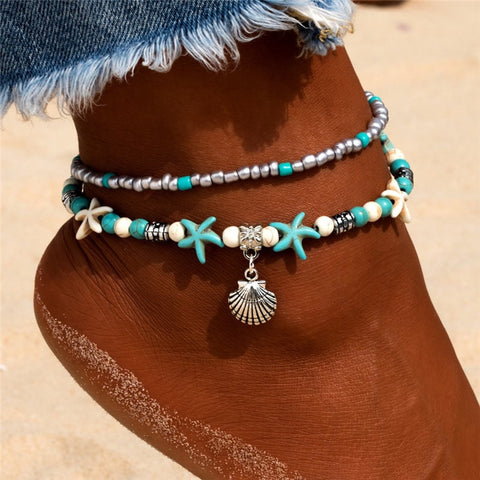 Handmade Shell Starfish Anklet for Women