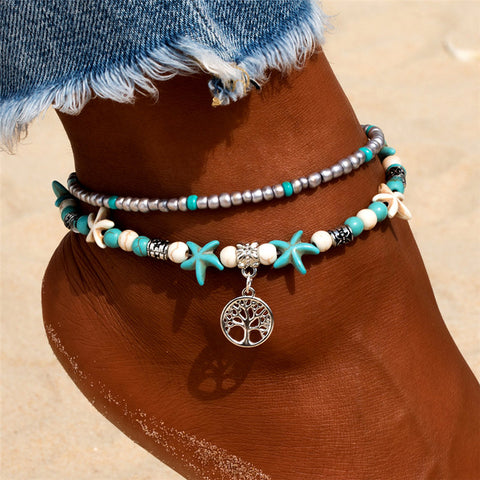 Handmade Shell Starfish Anklet for Women