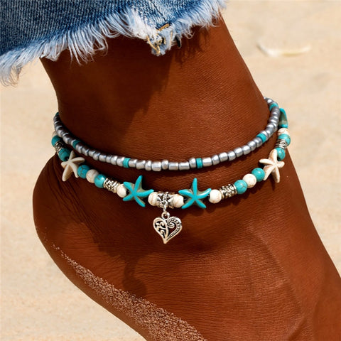 Handmade Shell Starfish Anklet for Women