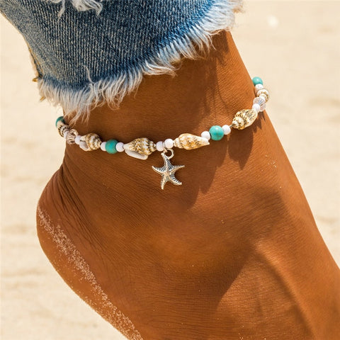 Handmade Shell Starfish Anklet for Women