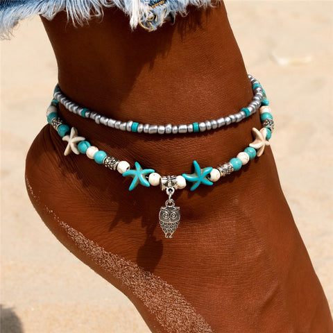 Handmade Shell Starfish Anklet for Women