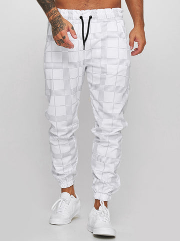 Plaid Print Men's Cargo Pants