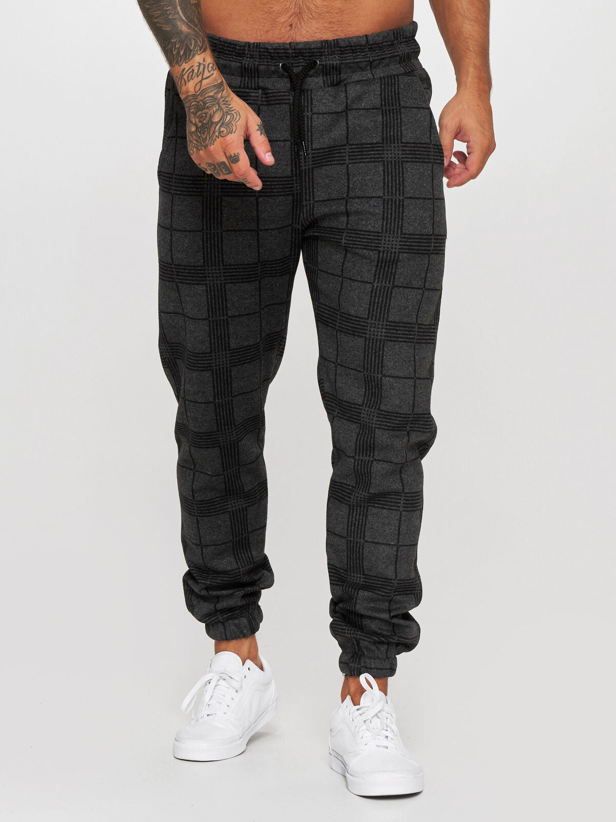 Plaid Print Men's Cargo Pants