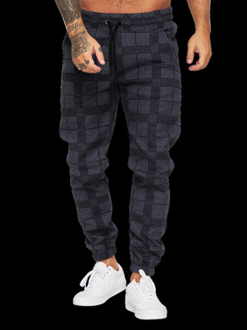 Plaid Print Men's Cargo Pants